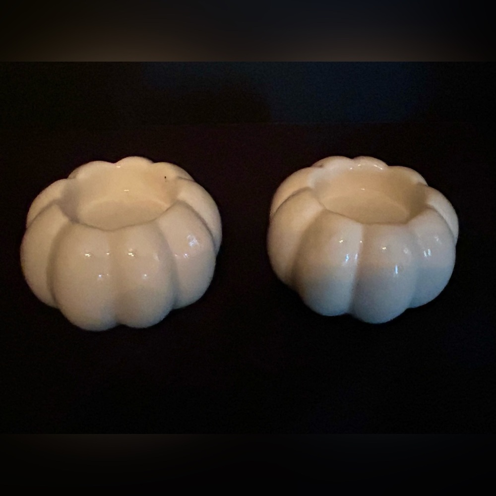 Ceramic White Pumpkin Candle Holders Decor Accent Piece Farmhouse Style